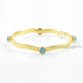Amazing Green Amazonite Bangle, 18k Gold Gemstone Bangles Jewelry For Women